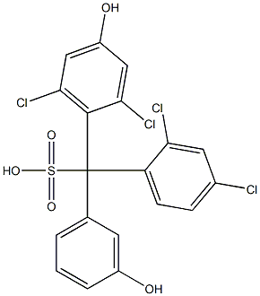 (2,4-Dichlorophenyl)(2,6-dichloro-4-hydroxyphenyl)(3-hydroxyphenyl)methanesulfonic acid 구조식 이미지