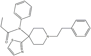 N-(Phenyl)-N-[1-[2-phenylethyl]-4-(thiazol-2-yl)piperidin-4-yl]propanamide 구조식 이미지