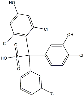 (3-Chlorophenyl)(4-chloro-3-hydroxyphenyl)(2,6-dichloro-4-hydroxyphenyl)methanesulfonic acid 구조식 이미지