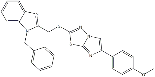 2-[(1-Benzyl-1H-benzimidazol-2-yl)methylthio]-6-(4-methoxyphenyl)imidazo[2,1-b][1,3,4]thiadiazole 구조식 이미지