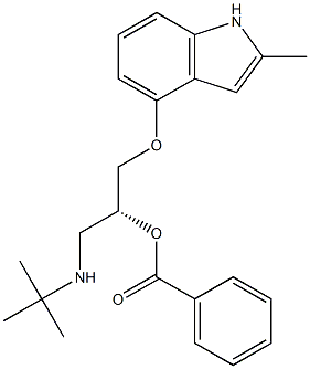 (R)-1-(tert-Butylamino)-3-[(2-methyl-1H-indol-4-yl)oxy]-2-benzoyloxypropane 구조식 이미지