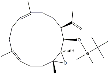 (1R,2R,3R,6E,10E,14S)-1-(tert-Butyldimethylsilyloxy)-2,3-epoxy-14-(1-methylethenyl)-3,7,11-trimethylcyclotetradeca-6,10-diene Structure