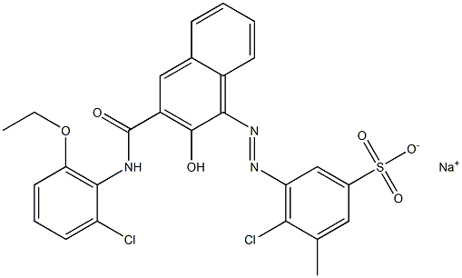 4-Chloro-3-methyl-5-[[3-[[(2-chloro-6-ethoxyphenyl)amino]carbonyl]-2-hydroxy-1-naphtyl]azo]benzenesulfonic acid sodium salt 구조식 이미지