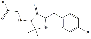 N-[2,2-Dimethyl-5-(4-hydroxybenzyl)-4-oxoimidazolidin-3-yl]glycine 구조식 이미지