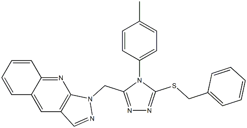 1-[[5-(Benzylthio)-4-(4-methylphenyl)-4H-1,2,4-triazol-3-yl]methyl]-1H-pyrazolo[3,4-b]quinoline 구조식 이미지