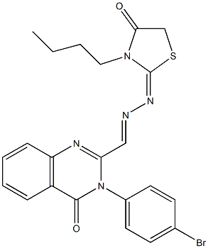 3-(4-Bromophenyl)-2-[2-[(2,3,4,5-tetrahydro-3-butyl-4-oxothiazole)-2-ylidene]hydrazonomethyl]quinazoline-4(3H)-one 구조식 이미지