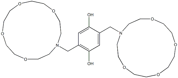 2,5-Bis[(1,4,7,10-tetraoxa-13-azacyclopentadecan-13-yl)methyl]benzene-1,4-diol 구조식 이미지