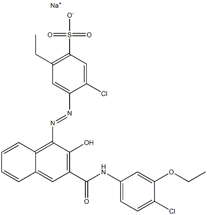 3-Chloro-6-ethyl-4-[[3-[[(4-chloro-3-ethoxyphenyl)amino]carbonyl]-2-hydroxy-1-naphtyl]azo]benzenesulfonic acid sodium salt Structure