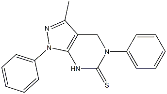 3-Methyl-1-phenyl-5-phenyl-4,5-dihydro-1H-pyrazolo[3,4-d]pyrimidine-6(7H)-thione 구조식 이미지