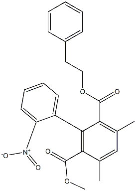 3-Methyl-5-methyl-6-methoxycarbonyl-2'-nitro-1,1'-biphenyl-2-carboxylic acid phenethyl ester Structure