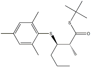 (1R,2R)-2-(2,4,6-Trimethylphenylthio)-1-methylpentane-1-thiocarboxylic acid S-tert-butyl ester Structure