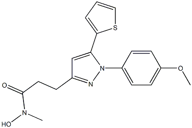 3-[1-(4-Methoxyphenyl)-5-(2-thienyl)-1H-pyrazol-3-yl]-N-hydroxy-N-methylpropanamide 구조식 이미지