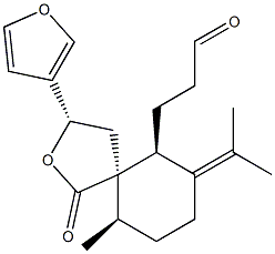 (3S,5R,6S,10R)-3-(3-Furanyl)-10-methyl-7-(1-methylethylidene)-1-oxo-2-oxaspiro[4.5]decane-6-propionaldehyde 구조식 이미지