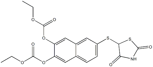 5-(6,7-Bis(ethoxycarbonyloxy)-2-naphthalenylthio)thiazolidine-2,4-dione 구조식 이미지