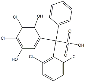 (2,6-Dichlorophenyl)(3,4-dichloro-2,5-dihydroxyphenyl)phenylmethanesulfonic acid 구조식 이미지