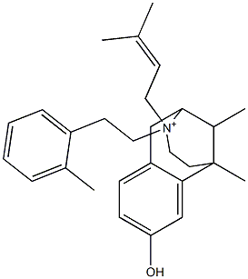 1,2,3,4,5,6-Hexahydro-8-hydroxy-3-(2-o-tolylethyl)-3-(3-methyl-2-butenyl)-6,11-dimethyl-2,6-methano-3-benzazocin-3-ium Structure