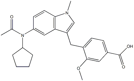 4-[5-(Cyclopentylacetylamino)-1-methyl-1H-indol-3-ylmethyl]-3-methoxybenzoic acid 구조식 이미지