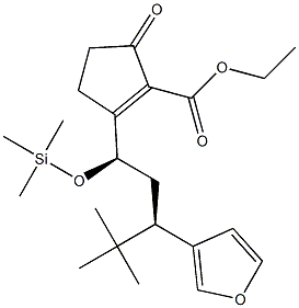 5-Oxo-2-[(1R,3R)-4,4-dimethyl-1-trimethylsilyloxy-3-(3-furyl)pentyl]-1-cyclopentene-1-carboxylic acid ethyl ester Structure