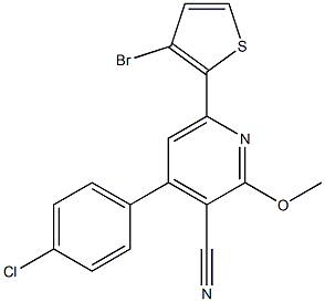 2-Methoxy-4-(4-chlorophenyl)-6-(3-bromo-2-thienyl)pyridine-3-carbonitrile 구조식 이미지