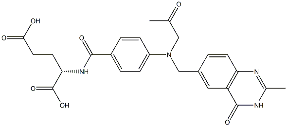 (2S)-2-[4-[N-[(3,4-Dihydro-2-methyl-4-oxoquinazolin)-6-ylmethyl]-N-(2-oxopropyl)amino]benzoylamino]glutaric acid 구조식 이미지