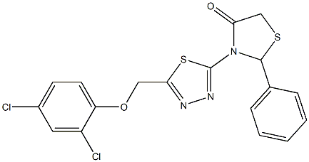 3,5-Dihydro-3-[5-[(2,4-dichlorophenoxy)methyl]-1,3,4-thiadiazol-2-yl]-2-[phenyl]thiazol-4(2H)-one Structure