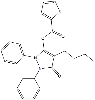 2-Thiophenecarboxylic acid 4-butyl-5-oxo-1,2-diphenyl-3-pyrazolin-3-yl ester Structure