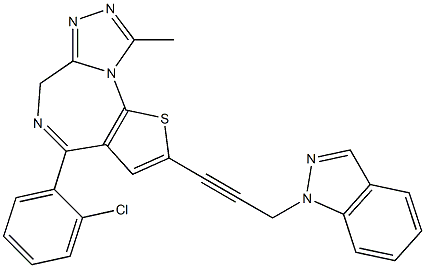 4-(2-Chlorophenyl)-9-methyl-2-[3-(1H-indazol-1-yl)-1-propynyl]-6H-thieno[3,2-f][1,2,4]triazolo[4,3-a][1,4]diazepine Structure