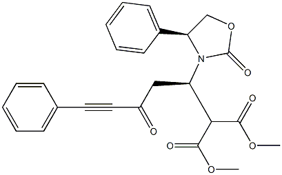 2-[(1R)-3-Oxo-1-[(4S)-2-oxo-4-phenyloxazolidin-3-yl]-5-phenyl-4-pentynyl]malonic acid dimethyl ester Structure