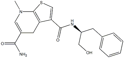 3-[[(1S)-1-(Hydroxymethyl)-2-phenylethyl]carbamoyl]-7-methyl-4,7-dihydrothieno[2,3-b]pyridine-5-carboxamide 구조식 이미지