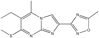 2-(5-Methyl-1,2,4-oxadiazol-3-yl)-6-ethyl-5-methyl-7-methylthioimidazo[1,2-a]pyrimidine 구조식 이미지