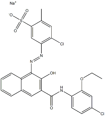 4-Chloro-2-methyl-5-[[3-[[(4-chloro-2-ethoxyphenyl)amino]carbonyl]-2-hydroxy-1-naphtyl]azo]benzenesulfonic acid sodium salt 구조식 이미지