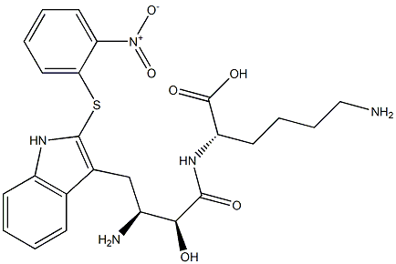 N2-[(2S,3S)-3-Amino-2-hydroxy-4-[2-[(2-nitrophenyl)thio]-1H-indol-3-yl]butyryl]-L-lysine 구조식 이미지