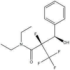 (2R,3R)-N,N-Diethyl-2-fluoro-2-trifluoromethyl-3-hydroxy-3-(phenyl)propionamide 구조식 이미지