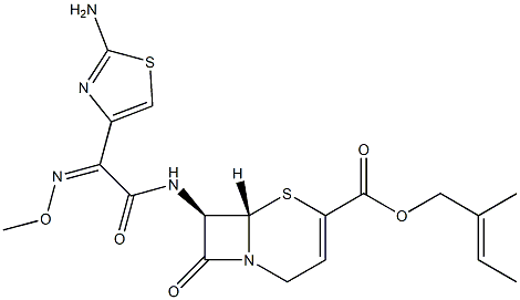 (7R)-7-[[(Z)-(2-Amino-4-thiazolyl)(methoxyimino)acetyl]amino]cepham-3-ene-4-carboxylic acid 2-methyl-2-butenyl ester 구조식 이미지