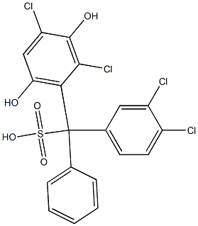 (3,4-Dichlorophenyl)(2,4-dichloro-3,6-dihydroxyphenyl)phenylmethanesulfonic acid 구조식 이미지