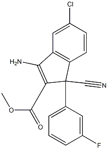 3-Amino-1-cyano-5-chloro-1-(3-fluorophenyl)-1H-indene-2-carboxylic acid methyl ester Structure