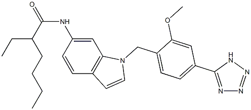 2-Ethyl-N-[1-[2-methoxy-4-(1H-tetrazol-5-yl)benzyl]-1H-indol-6-yl]hexanamide 구조식 이미지