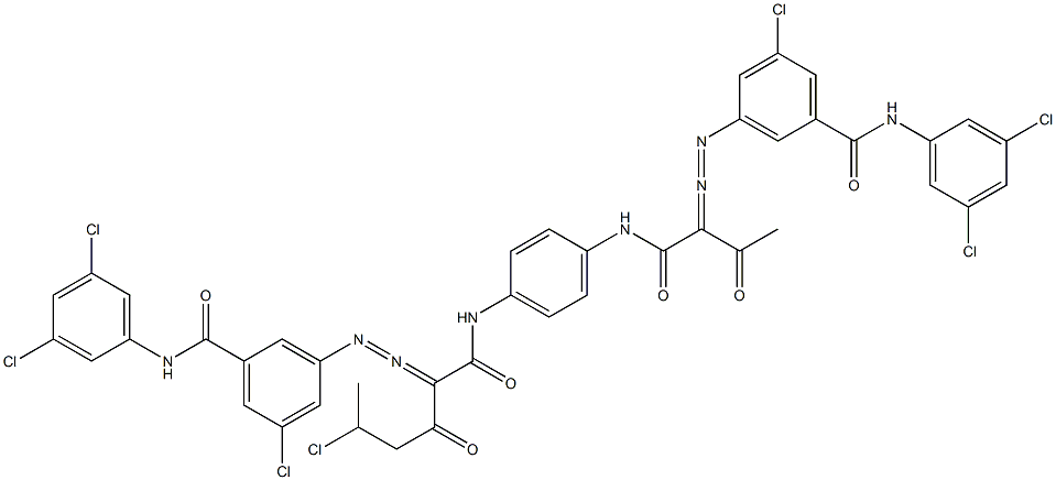 3,3'-[2-(1-Chloroethyl)-1,4-phenylenebis[iminocarbonyl(acetylmethylene)azo]]bis[N-(3,5-dichlorophenyl)-5-chlorobenzamide] 구조식 이미지