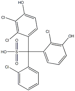(2-Chlorophenyl)(2-chloro-3-hydroxyphenyl)(2,3-dichloro-4-hydroxyphenyl)methanesulfonic acid 구조식 이미지
