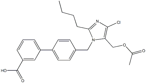 4'-(5-Acetyloxymethyl-4-chloro-2-butyl-1H-imidazol-1-ylmethyl)-1,1'-biphenyl-3-carboxylic acid 구조식 이미지