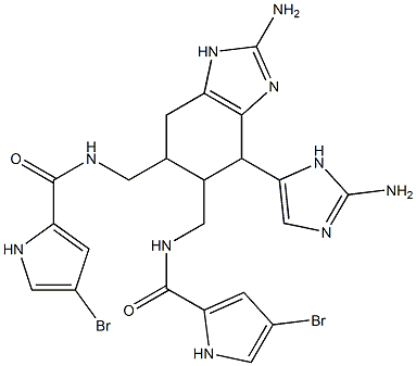 N,N'-[[[2-Amino-4-(2-amino-1H-imidazol-5-yl)-4,5,6,7-tetrahydro-1H-benzimidazole]-5,6-diyl]bis(methylene)]bis(4-bromo-1H-pyrrole-2-carboxamide) 구조식 이미지