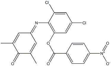 4-[[2,4-Dichloro-6-[(4-nitrobenzoyl)oxy]phenyl]imino]-2,6-dimethyl-2,5-cyclohexadien-1-one 구조식 이미지