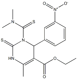 1,2,3,4-Tetrahydro-6-methyl-2-thioxo-4-(3-nitrophenyl)-3-(dimethylaminothiocarbonyl)pyrimidine-5-carboxylic acid ethyl ester 구조식 이미지