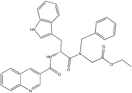 2-[N-Benzyl-N-[(R)-3-(1H-indol-3-yl)-2-(3-quinolinylcarbonylamino)propanoyl]amino]acetic acid ethyl ester Structure