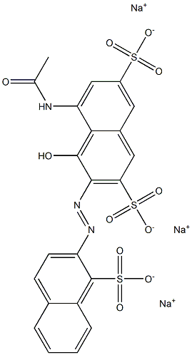 8'-Acetylamino-1'-hydroxy-(2,2'-azobisnaphthalene)-1,3',6'-trisulfonic acid trisodium salt 구조식 이미지