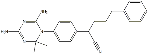 1-[4-(1-Cyano-4-phenylbutyl)phenyl]-2,2-dimethyl-4,6-diamino-1,2-dihydro-1,3,5-triazine Structure