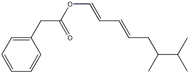 Phenylacetic acid 6,7-dimethyl-1,3-octadienyl ester 구조식 이미지