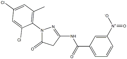 1-(2,4-Dichloro-6-methylphenyl)-3-(3-nitrobenzoylamino)-5(4H)-pyrazolone 구조식 이미지