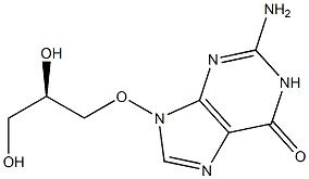 2-Amino-9-[(R)-2,3-dihydroxypropyloxy]-9H-purin-6(1H)-one 구조식 이미지