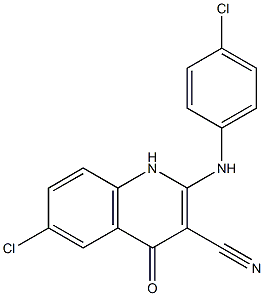 1,4-Dihydro-6-chloro-2-(4-chlorophenylamino)-4-oxoquinoline-3-carbonitrile 구조식 이미지